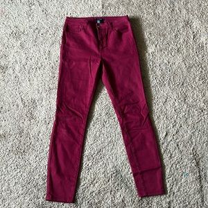 Maroon Skinny Stretch Jeans